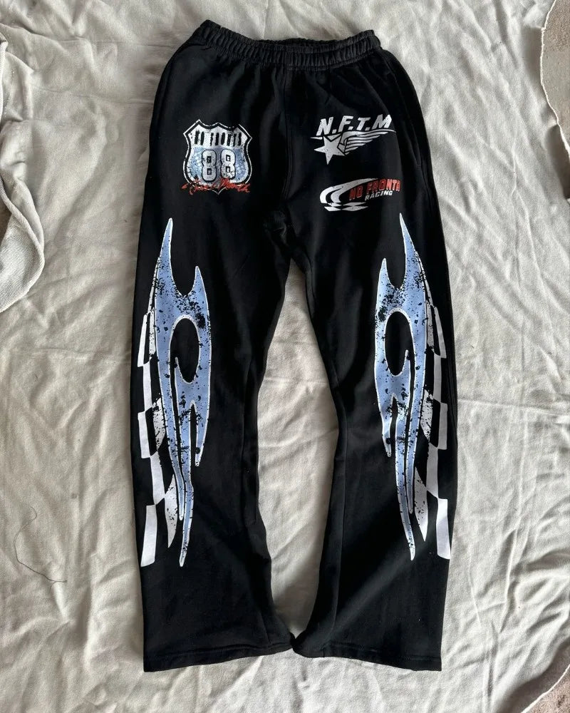 Trendy Brand Fashion Motorcycle Style Letter Print Oversized Hoodie Me