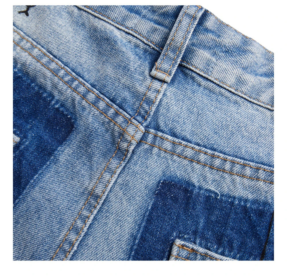 men baggy ripped jeans graffiti printed straight denim pants distressed jeans male streetwear hip hop jeans trousers y2k unique jeans style 5592