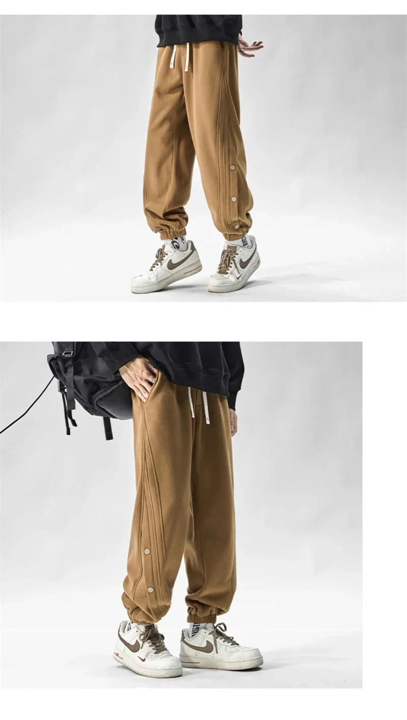 Autumn Casual Joggers Sports Pants Mens High Street Baggy Breasted Trousers