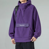 Autumn Polar Fleece Half Turtleneck Hoodies For Men Y2K Vintage Windproof Hooded Sweatshirts Casual Streetwear Pullover