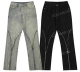 streetwear mens zipper jeans solid color patchwork straight jeans summer casual hip hop denim pants high street loose trousers unique jeans style 3500