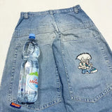 american y2k new fashion pattern embroidered spot straight jeans men street hip hop retro loose wide leg pants couple punk jeans unique jeans style 2917
