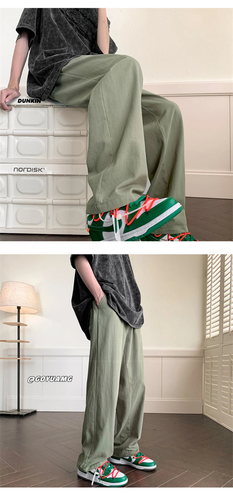 summer casual y2k streetwear straight pants men breathable korean fashion drape trousers solid color wide leg baggy sweatpants unique joggers style 3396
