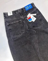 retro blue hip hop big boy jeans y2k pants streetwear gothic cartoon embroidery baggy jeans punk rock high waist wide trouser unique jeans style 4651