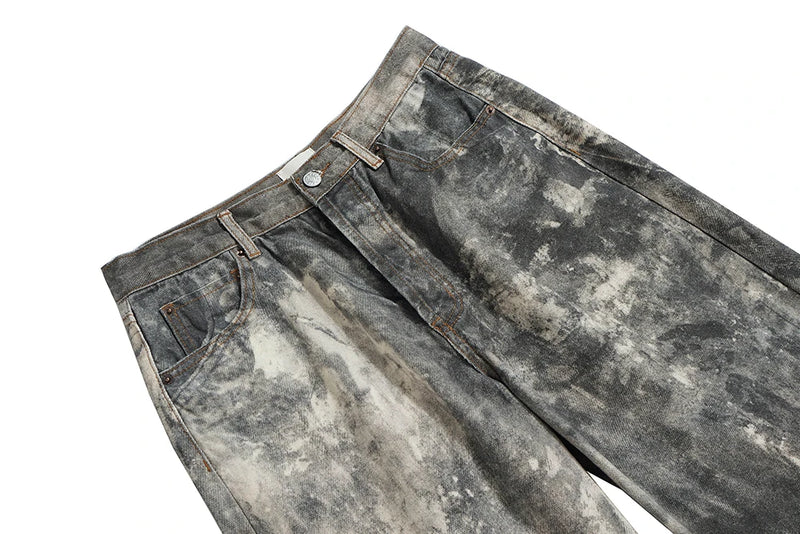 camouflage speckled digital printed jeans for men and women straight casual baggy denim trousers ropa hombre loose cargo pants unique cargo style 5844