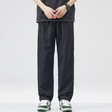 2024 new linen straight baggy pants for men summer breathable wide leg trousers y2k streetwear drawstring gym pantalones hombre relaxed fit trousers