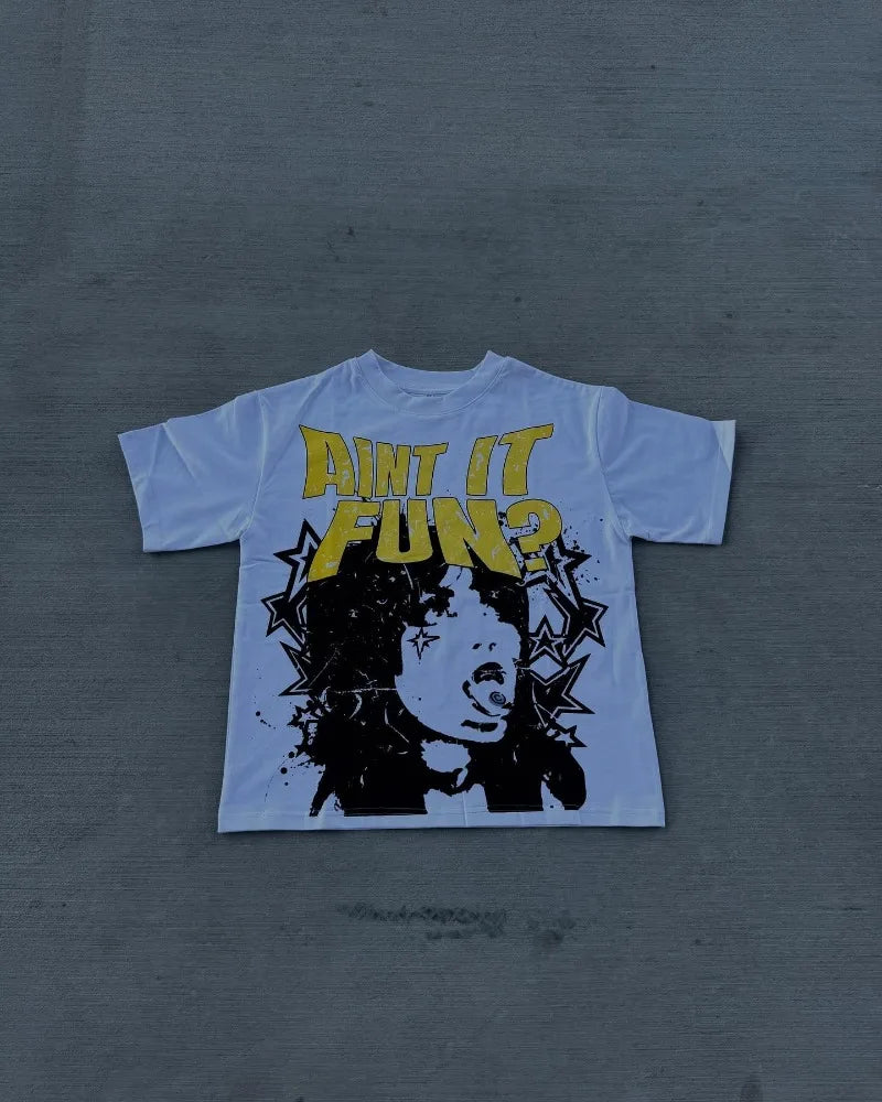 Anime Oversized shirt – 2024 Goth Fashion Cartoon Letter Printed Oversized T Shirt M
