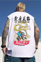 Vaporwave Melting smiley – New Cartoon Japanese Retro Print Sleeveless T Shirt Mens
