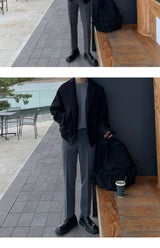 leather varsity jacket, layered style, men's streetwear fashion, trendy oversized fit, urban techwear design, modern hip hop 