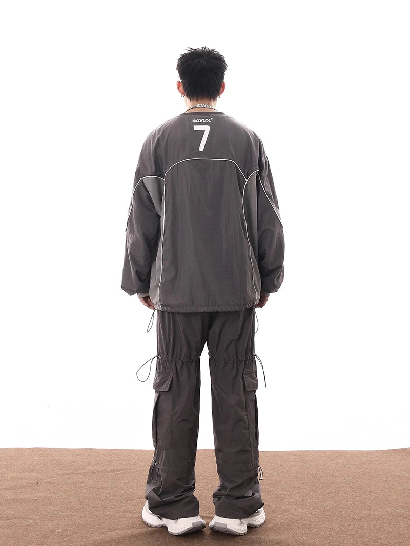 American Men Women Sweatshirt Drawstring Spring High Street Functional
