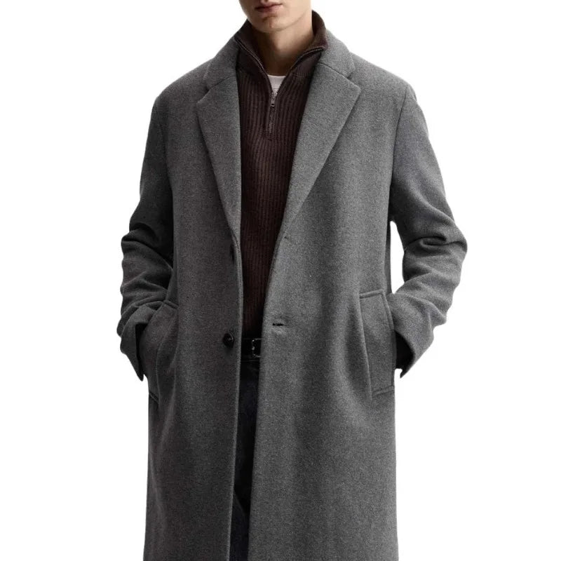 European and American men's medium and long 40% wool woolen gray suit
