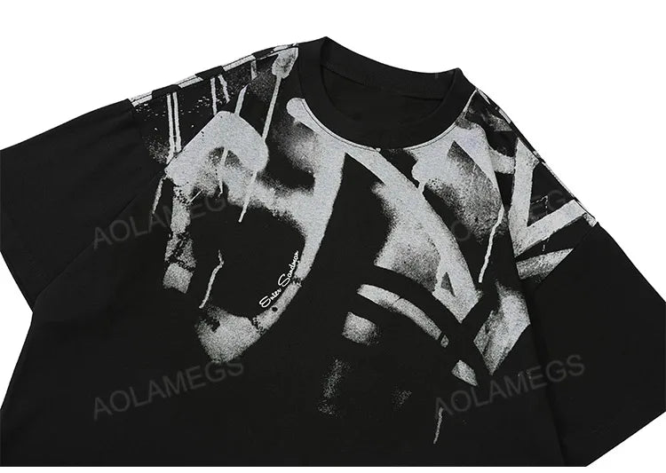 Y2k Tribal flame – Mens Y2K Tshirts Abstract Graffiti Graphic Tshirt Gothic Har