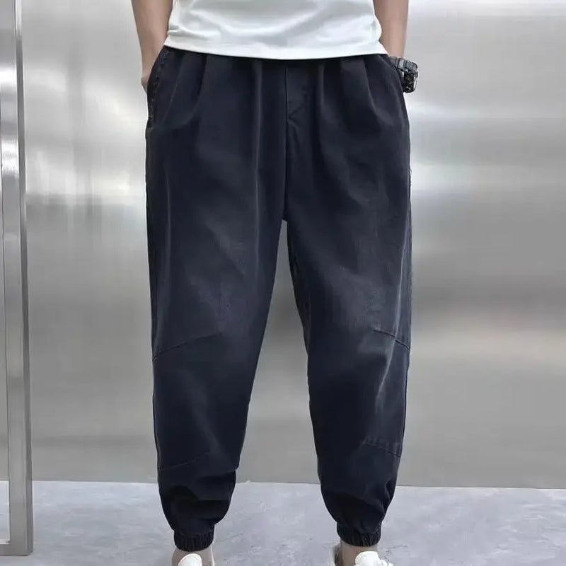 harajuku fashion harem pants mens printed cargo jeans vintage elastic waistband baggy jeans hip hop streetwear men clothing unique cargo style 1622
