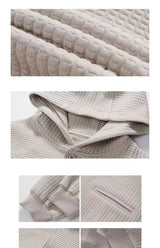 Korean Retro Y2K Waffle Hooded Jacket for Men and Women Ins Harajuku Style Casual Loose Couple Wear Cardigan Sweatshirt