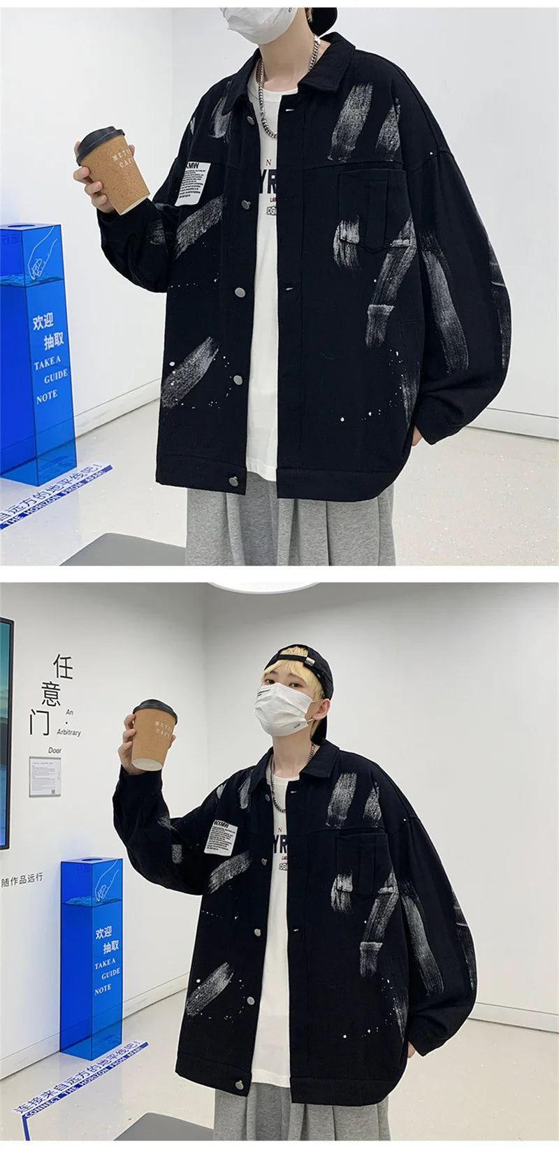 leather varsity jacket, layered style, men's streetwear fashion, trendy oversized fit, urban techwear design, modern hip hop 