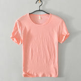 Summer Short Sleeved Men'S Thin Section Casual All Match Loose Cotton Breathable Round Neck Solid Color Bottoming Shirt