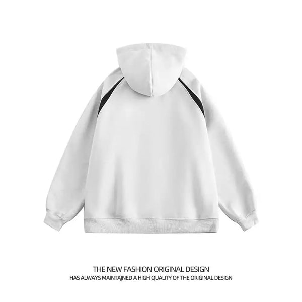 American Street Ins Gray Hooded Sweatshirt Jacket for Boys Retro Street Y2K Loose Splicing Contrasting Zipper Cardigan Top