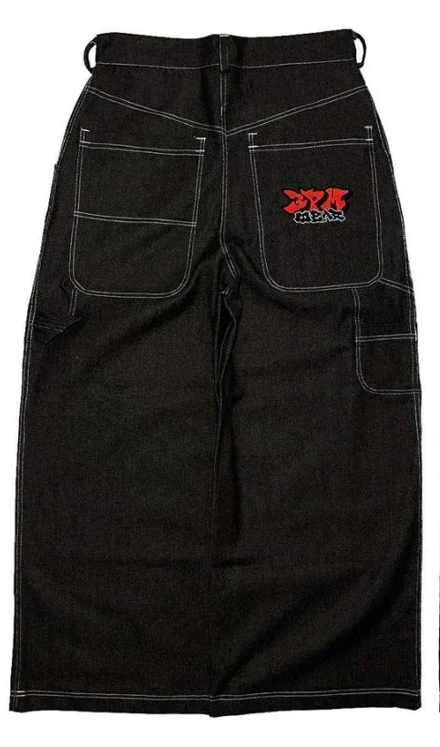 hip hop rock embroidery 3pm pattern baggy jeans y2k women street vintage harajuku high waist wide leg jeans straight leg pants denim street jeans