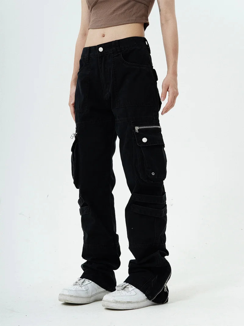 hip hip pants retro cargo harem pant streetwear side pockets harajuku joggers unisex new casual loose straight cotton trousers unique joggers style 2799