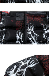 2023 Hip Hop Jacket Parka Men Anime Cartoon Graphic Padded Jacket Coat Warm Winter Streetwear Harajuku Puffer Jackets