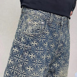 men jacquard loose casual hip hop vibe splice pocket denim baggy jeans pants man streetwear ripped jeans trousers boyfriend unique jeans style 3133