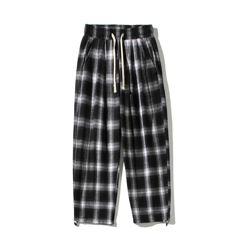 plaid pants men fashion retro color contrast casual pants men streetwear loose hip hop straight pants mens trousers m 3xl unique default style 3710