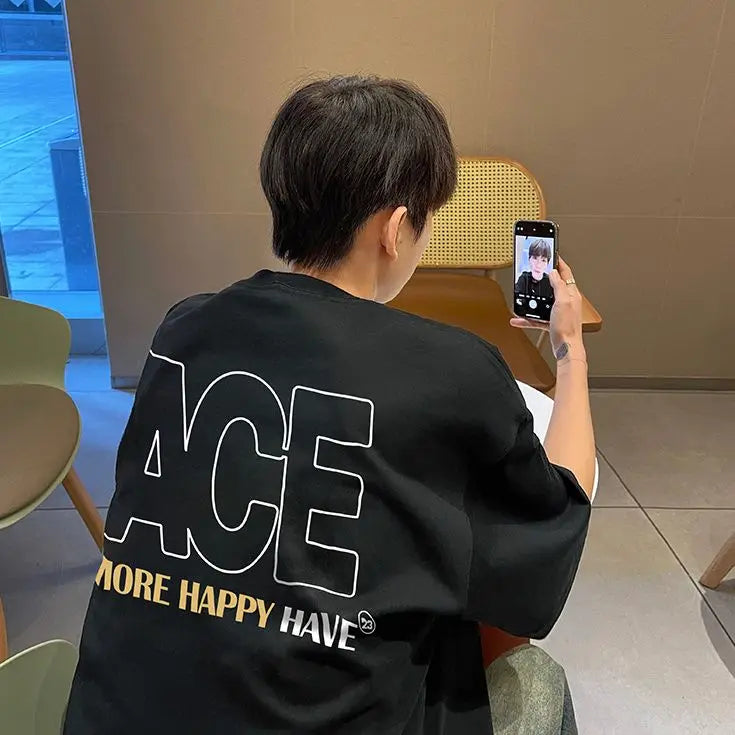 Skatercore Oversized shirt – Korean Trendy Brand Retro Niche Letter Print High Street Sty