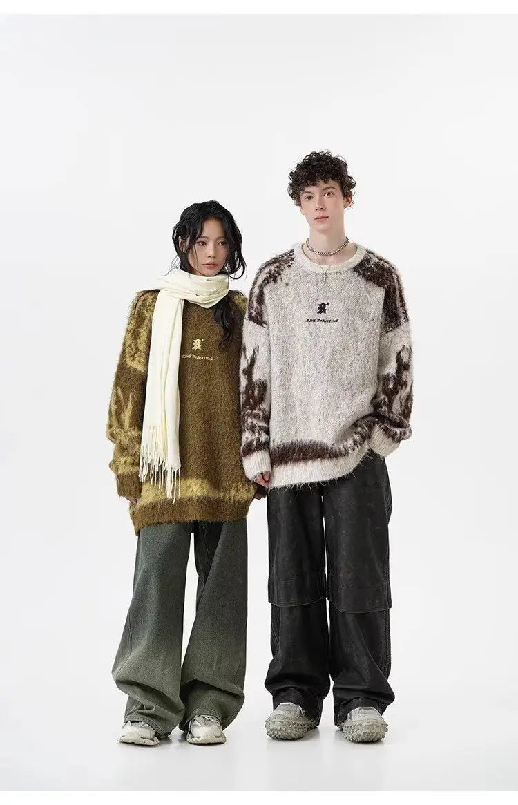 grunge knit pullover for fall and winter, oversized aesthetic with urban style, mens fashion layer for modern streetwear coll