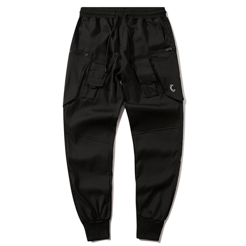 men cargo harem pants casual elastic waist trousers with pockets streetwear hip hop loose fit ankle drawstring sweatpant jogger unique joggers style 3415