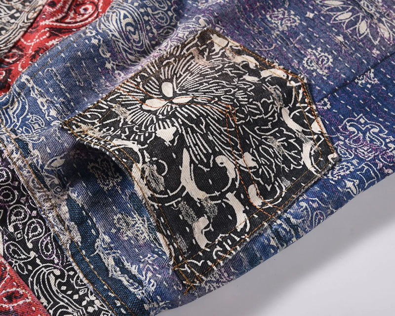 2023 brand new classic paisley west coast crips bloods jeans cotton denim pants comfort casual jeans size 29 36 488 unique jeans style 2764
