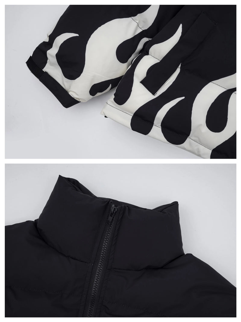 hip hop fire printed jacket parka streetwear mens windbreaker harajuku new cotton padded zipper coat outerwear hipster nan fa - variant style c71f97 for streetwear fashion
