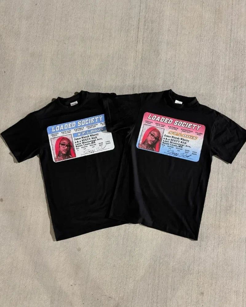 Sadcore Aesthetic print tee – Y2K High Street Trendy Brand Casual And Versatile Anime Prin