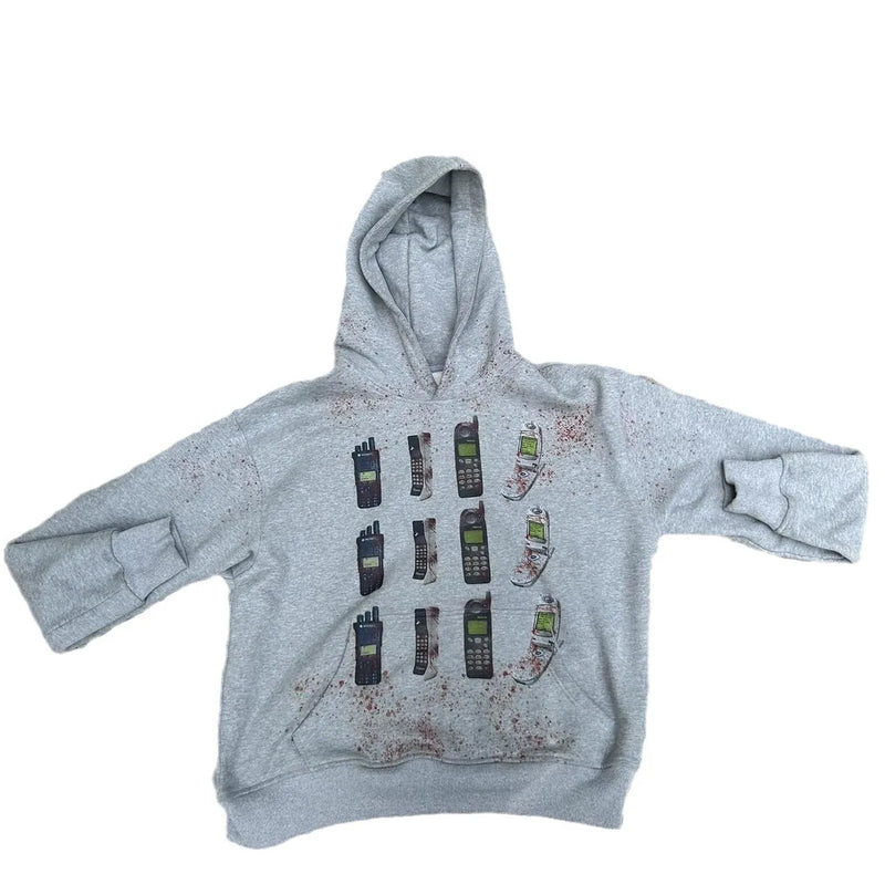 Y2K Autumn Winter Outfit Long Sleeve Hoodie Dark Retro Printed Sweatsh