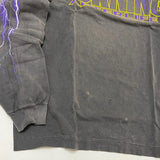 2024 Summer Retro Vintage EVILSPIRIT Thunder Print Washed Old High-Street Cotton Loose Long Sleeve T-Shirt Pullover  For Men