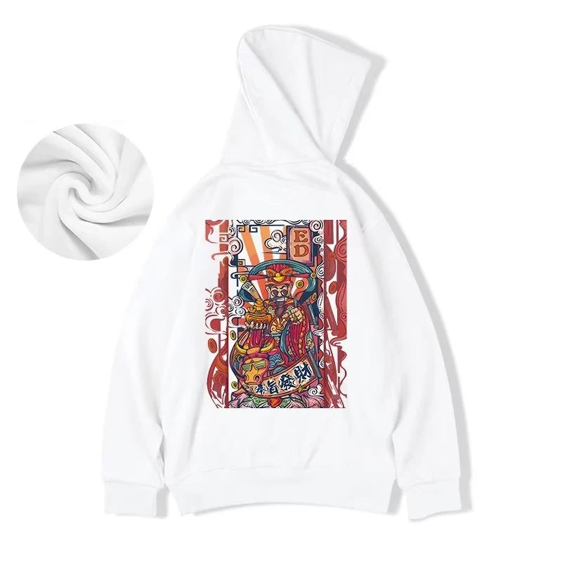 Mens Funny The God Of Wealth Graphic Hoodies 2025 Autumn Hip Hop Print