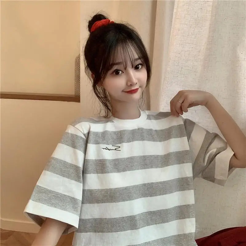 Anime Crying angel – Summer 2024 New Style Striped Salt Short Sleeved T Shirt For