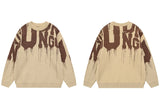 leather varsity streetwear knit with bold stitching, fall/winter pullover for urban outfits, men’s streetwear clothing piece 