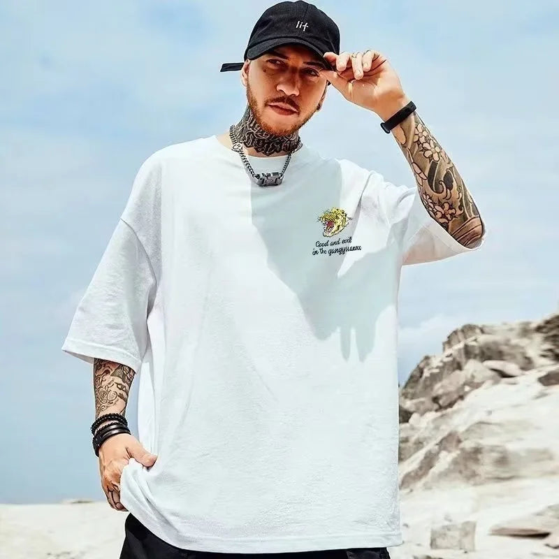 Y2k Angelcore design – Summer Letter Printed Oversized T Shirt Men Hip Hop Fashion