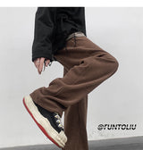 spring brown black corduroy pants men fashion retro casual pants men streetwear loose hip hop straight pants mens trousers m 2xl unique default style 3775