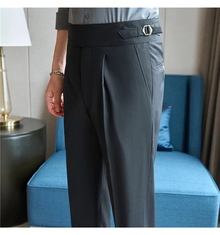men naples waist business casual fashion vintage ankle length suit pant gentleman party dress pants trousers unique default style 1528