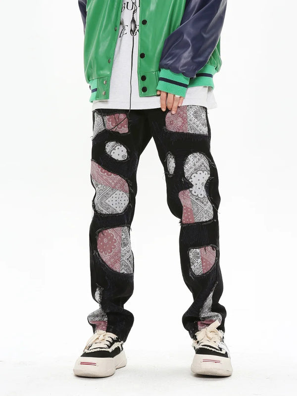 patchwork harajuku denim jeans mens zipper jeans hip hop fashion streetwear new casual straight joggers pants jeans for men urban active pants