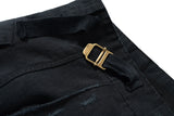 vintage ripped damaged black cargo shorts for men high street wide leg baggy overalls distressed summer knee length pants unique cargo style 142