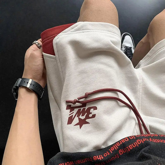 Korean fake two-piece sports basketball shorts men summer American fashion