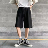 mens suit shorts summer fashion korean version solid color drape five point pants popular casual trend loose street y2k shorts relaxed fit shorts