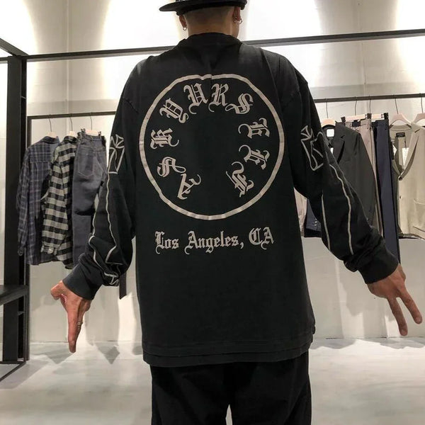 2023 Fashion Brand American Streetwear Retro Wash Plus Size Mens Loose