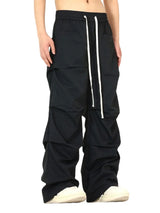 side fold baggy pants men casual elastic waist straight trousers streetwear new fashion drawstring unisex hip hop pants joggers casual joggers