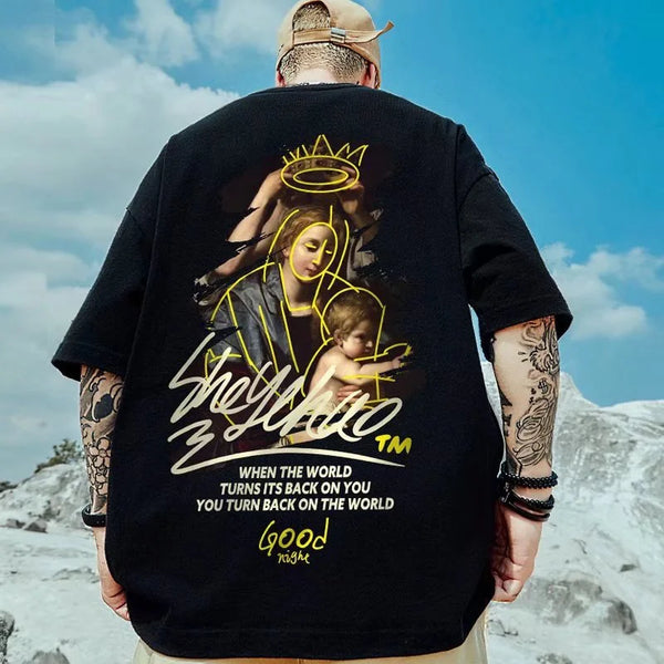 Sadcore Tribal flames – Maternal Love Gothic T Shirts 2025 Summer Casual Short Sleeve