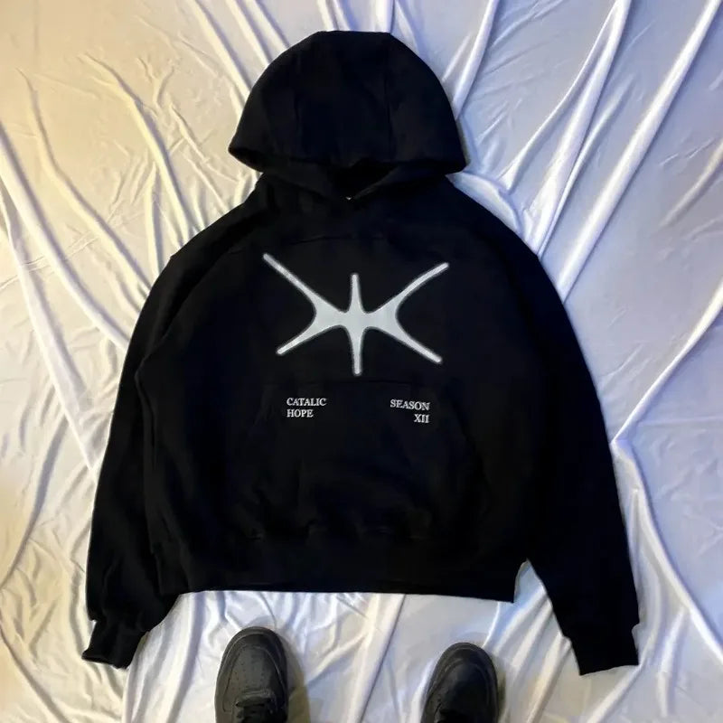 Street Cartoon Animation Printed Pullover Hoodie Men Y2K Harajuku Retr