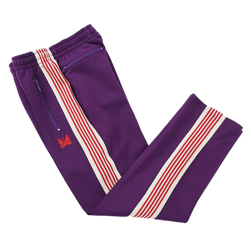 rose red embroidery pants casual men woman loose retro side edge weaving sweatpants trousers straight leg pants unique joggers style 4916