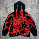 Harajuku Oversized Gothic Dragon Print Hoodies Women Hoodie Streetwear